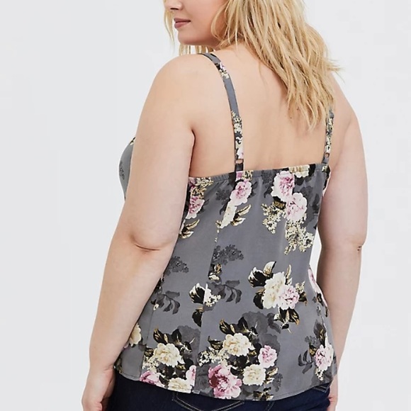NWT GREY FLORAL CHALLIS FIT & FLARE MIDI CAMI - Picture 6 of 8
